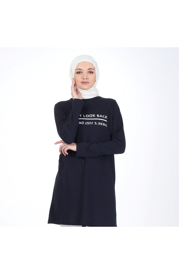 BASKILI BASİC TUNİK 6006 LACİVERT